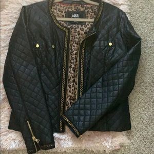 Leather jacket with chain